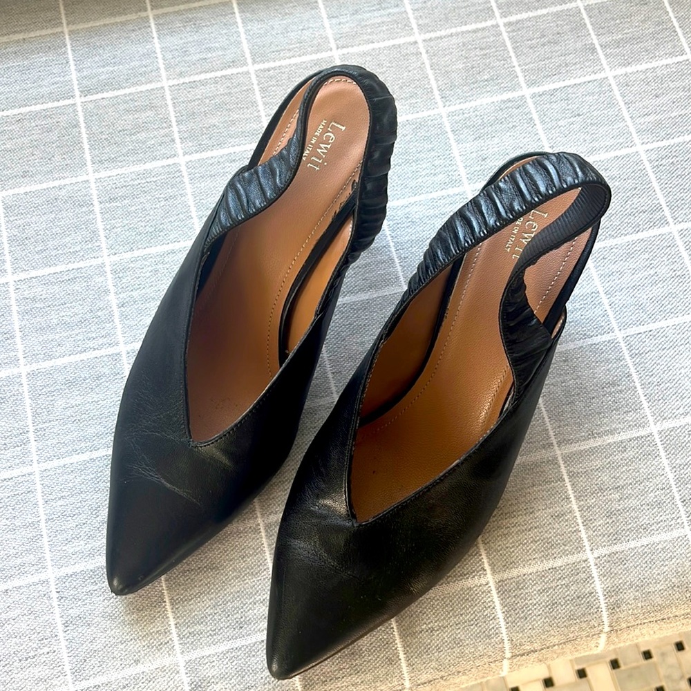 Lewit black sling back pumps